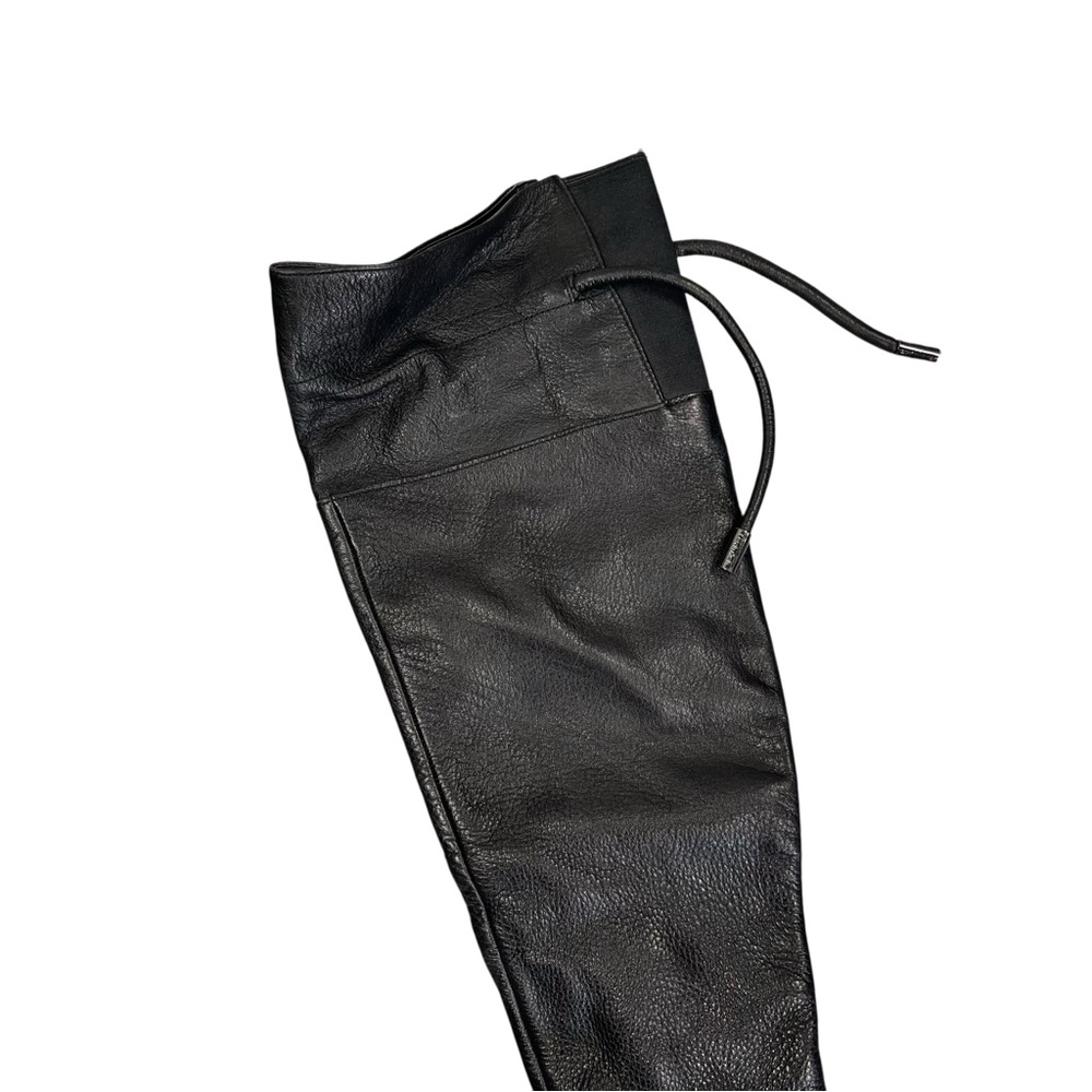 Calvin Klein Brynn Boots Thigh High Black Leather 7 OTK Designer - Picture 3 of 8
